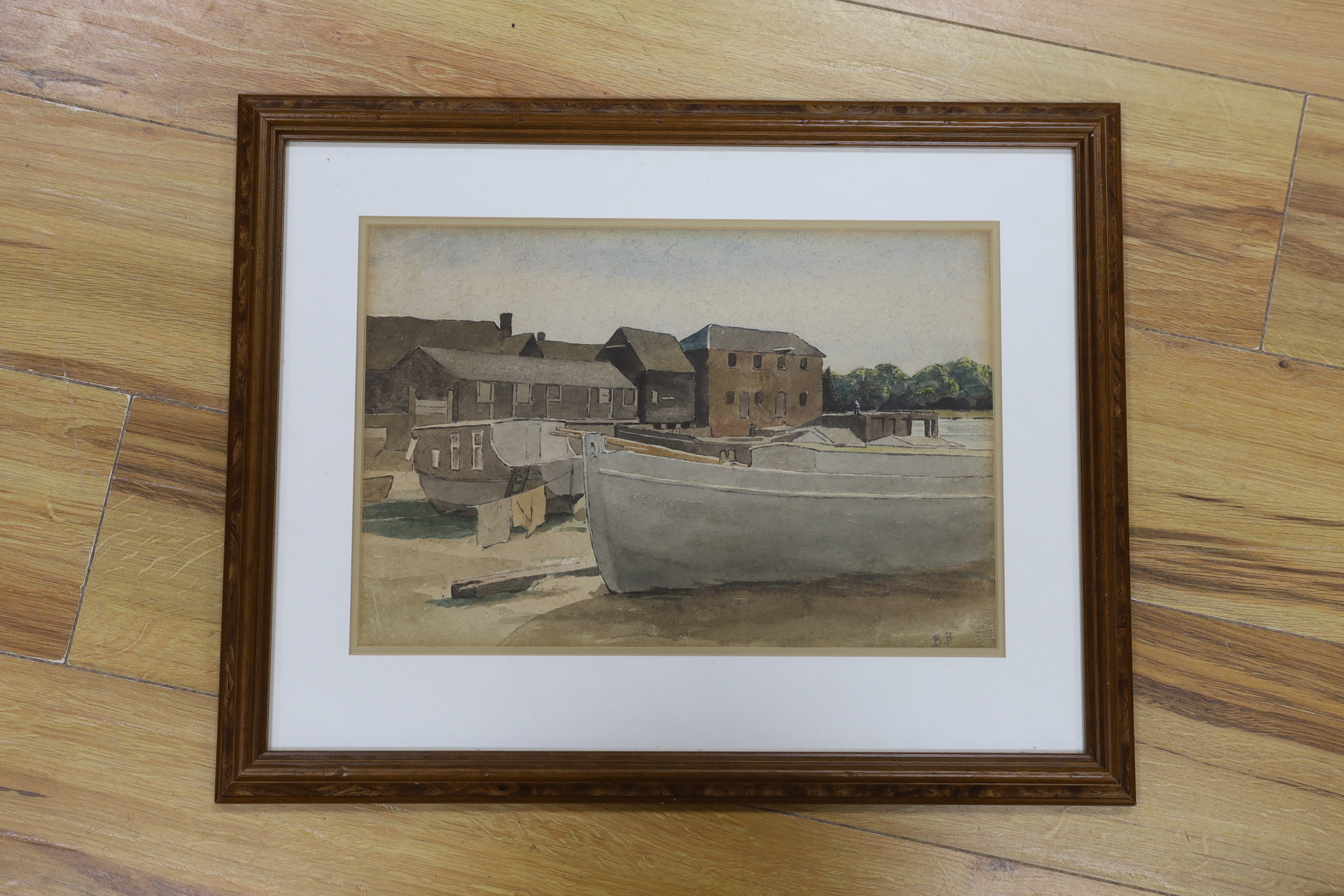 Berenger Benger (1868-1935), watercolour, Estuary at low tide, initialled, 24 x 36cm